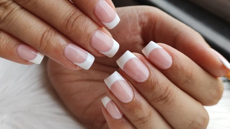 Classic Pink & White French Nail Extension By Holy Nails Pune