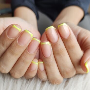 Neon Yellow French Nail Extension By Holy Nails Pune