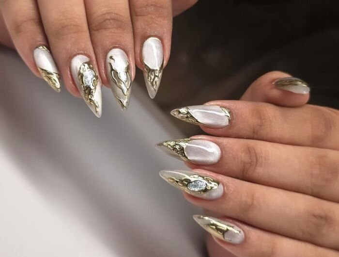 Chrome mirror nail art Pune by Holy Nails