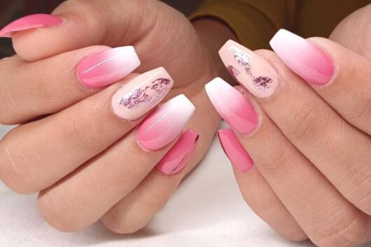 White & Pink Ombre Nail Extensions By Holy Nails Pune