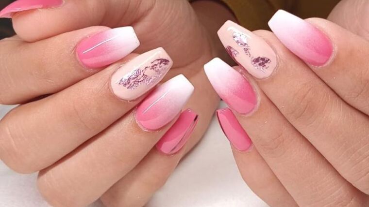 White & Pink Ombre Nail Extensions By Holy Nails Pune