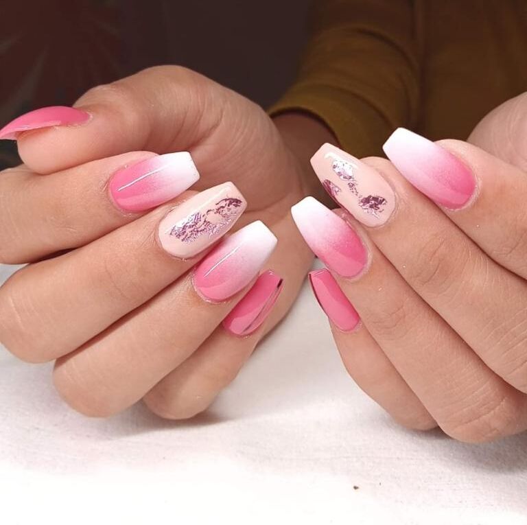 White & Pink Ombre Nail Extensions By Holy Nails Pune