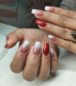 White & Red Pink Ombre Nail Extensions By Holy Nails Pune
