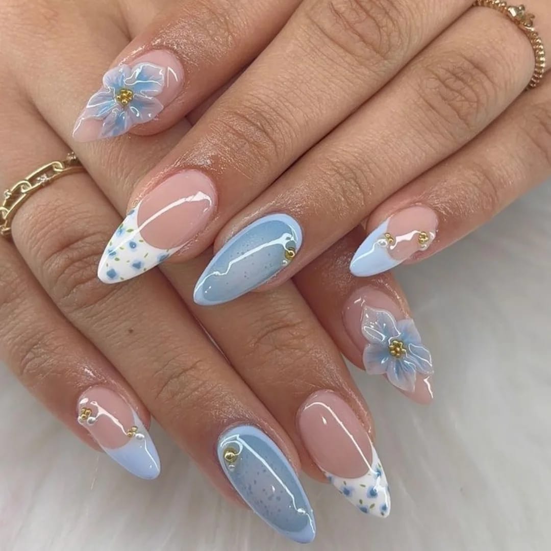 Chrome mirror nail extensions Koregaon Park