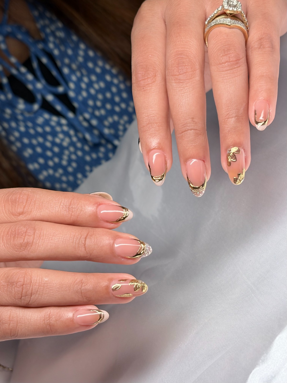 Golden chrome bridal nails Pune — Holy Nails