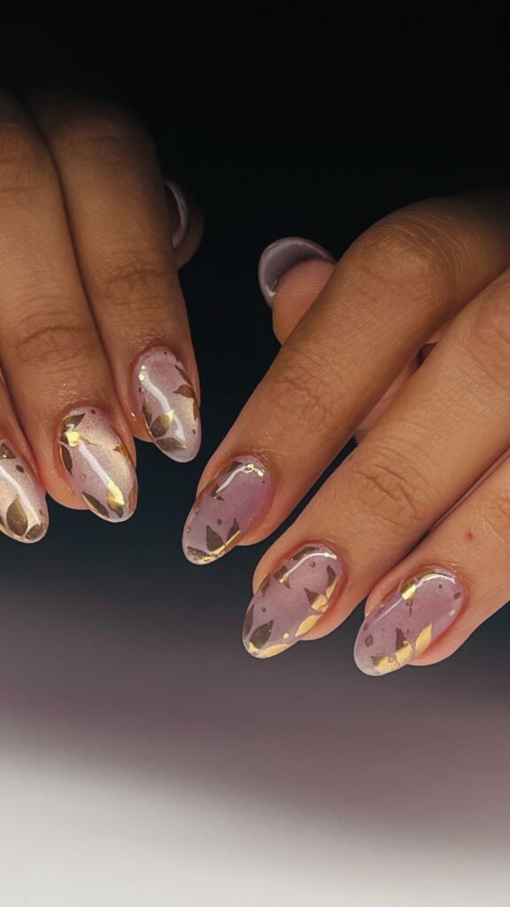 Leaf chrome bridal nail art Pune